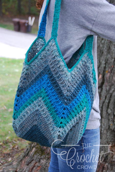Puff Stitch Chevron Crochet Shoulder Bag
