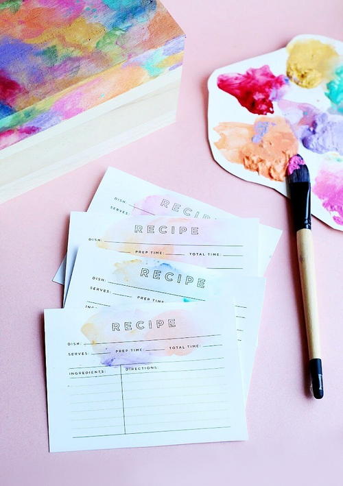 DIY Watercolor Recipe Cards