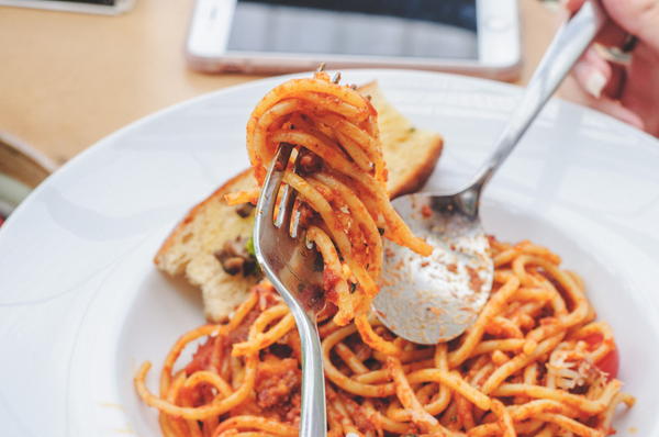 Spaghetti on a fork