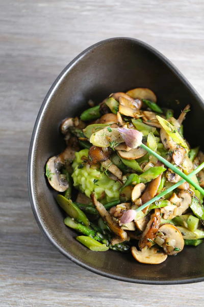 Asparagus Risotto with Mushrooms
