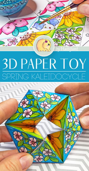 Paper Toy | Spring Kaleidocycle Flextangle to color, craft & play with