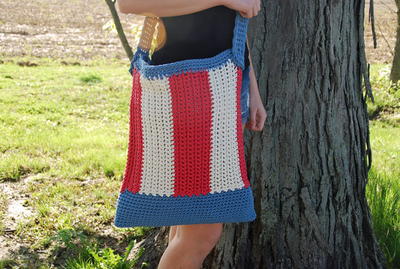 Easy Red, White, and Blue Crochet Bag