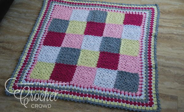 Colorful Block Stitch Crochet Baby Afghan