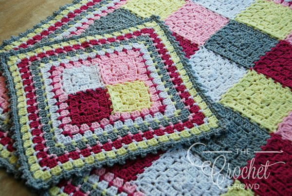 Pastel Squares Mini Crochet Baby Blanket