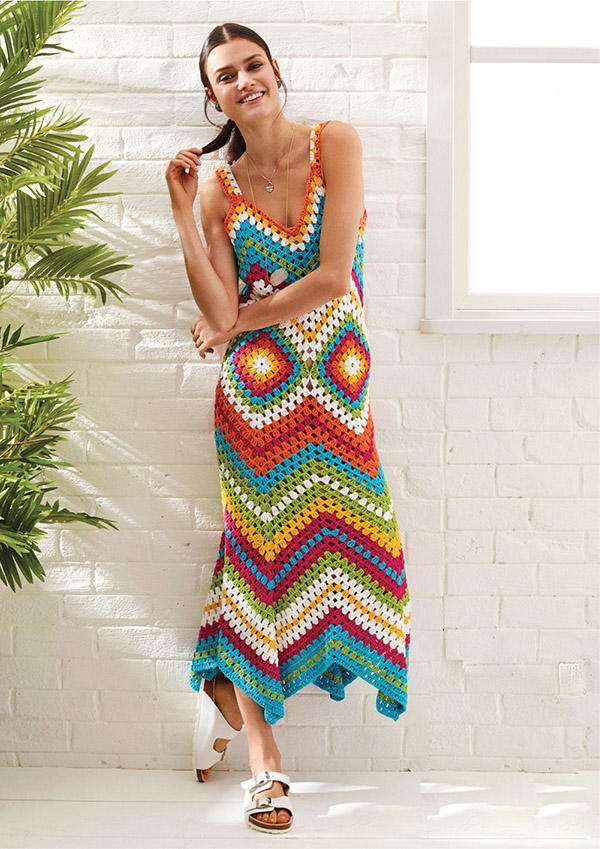 Womens Summer Crochet Colorful Dress Pattern | FaveCrafts.com Womens Summer Crochet Colorful Dress Pattern | FaveCrafts.com