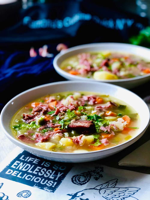 Potato Soup with Ham Hock and Petit Pois Garden Peas