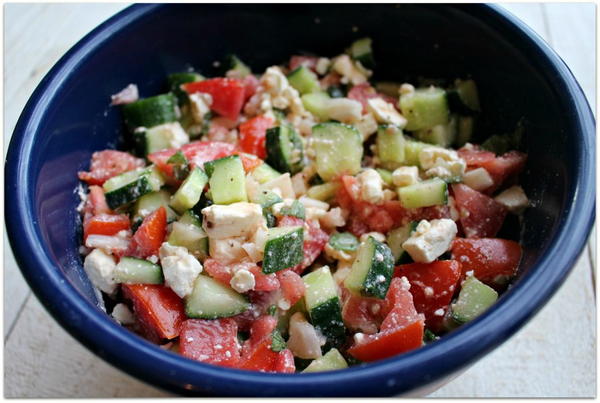 Easy Cucumber, Tomato and Feta Salad