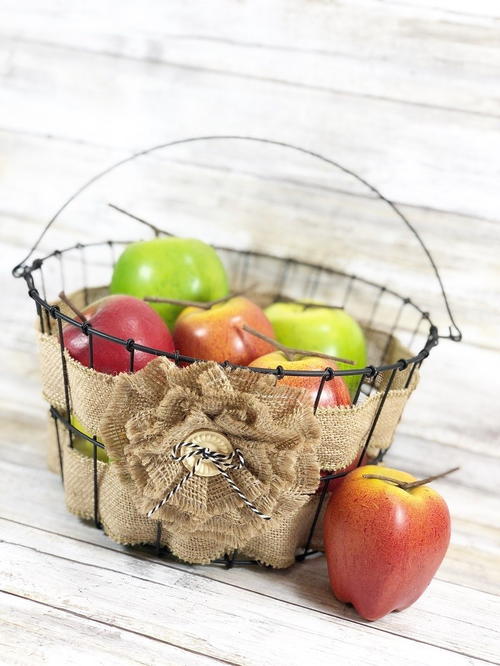 Woven Burlap Farmhouse Basket