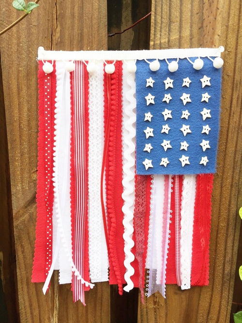 Patriotic Felt, Ribbon and Lace Flag