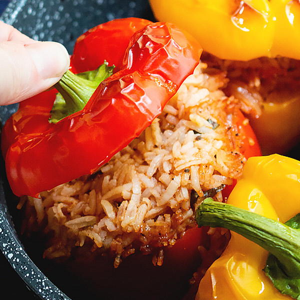 Meatless Stuffed Peppers with Rice