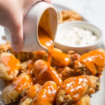 Air Fryer Chicken Wings with Blue Cheese Dip