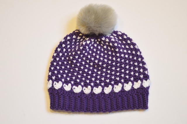 Cute Mini Hearts Crochet Beanie Hat
