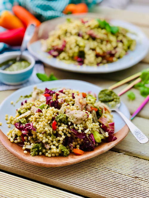 Healthy Chicken Breast Recipe with Giant Couscous, Pesto ...