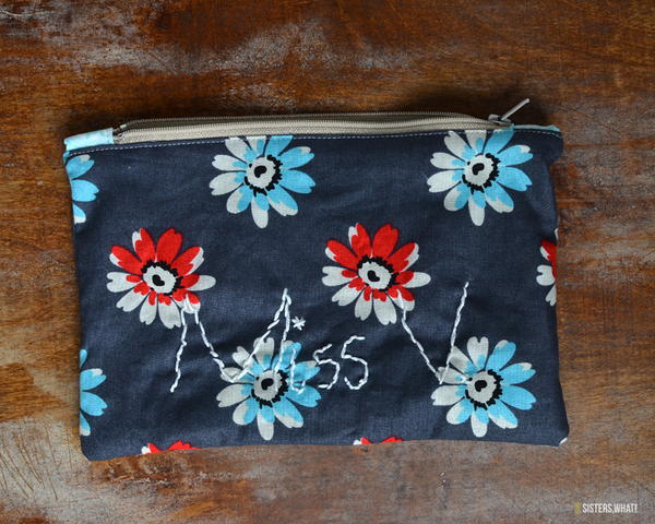 Easy Zipper Bag with Embroidery