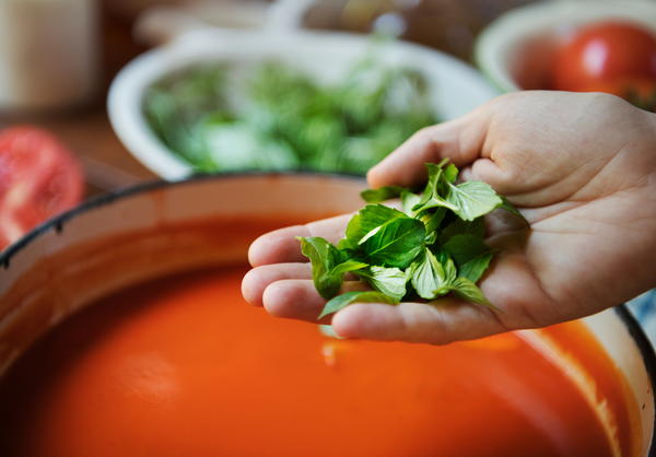 Making Tomato Basil Soup