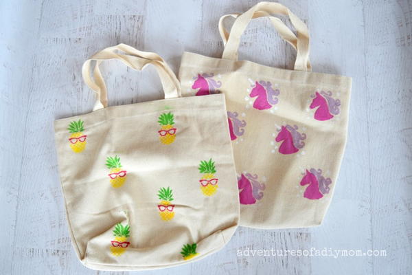 Easy Stenciled Canvas Bags