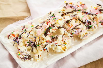 Chocolate Covered Popcorn, Ice Cream Sundae Style