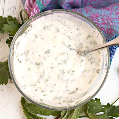 Garlic Yogurt Sauce with Herbs (Vegan)