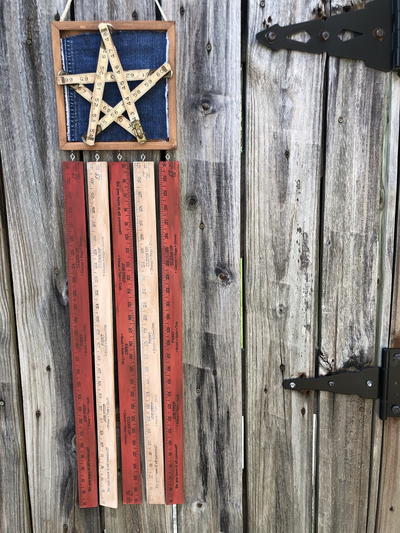 Vintage Ruler American Flag Door Hanger