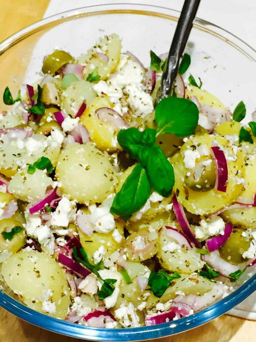 Potato Olives and Feta Cheese Salad