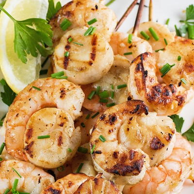 Grilled Scallops and Shrimp Kabobs