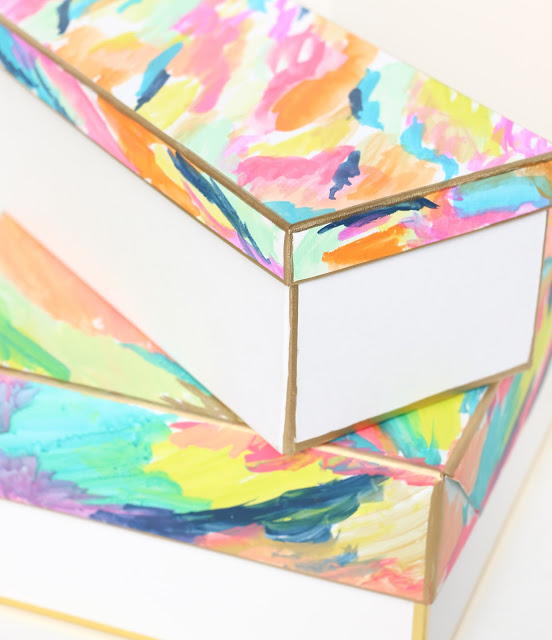 DIY Abstract Painted Storage Boxes