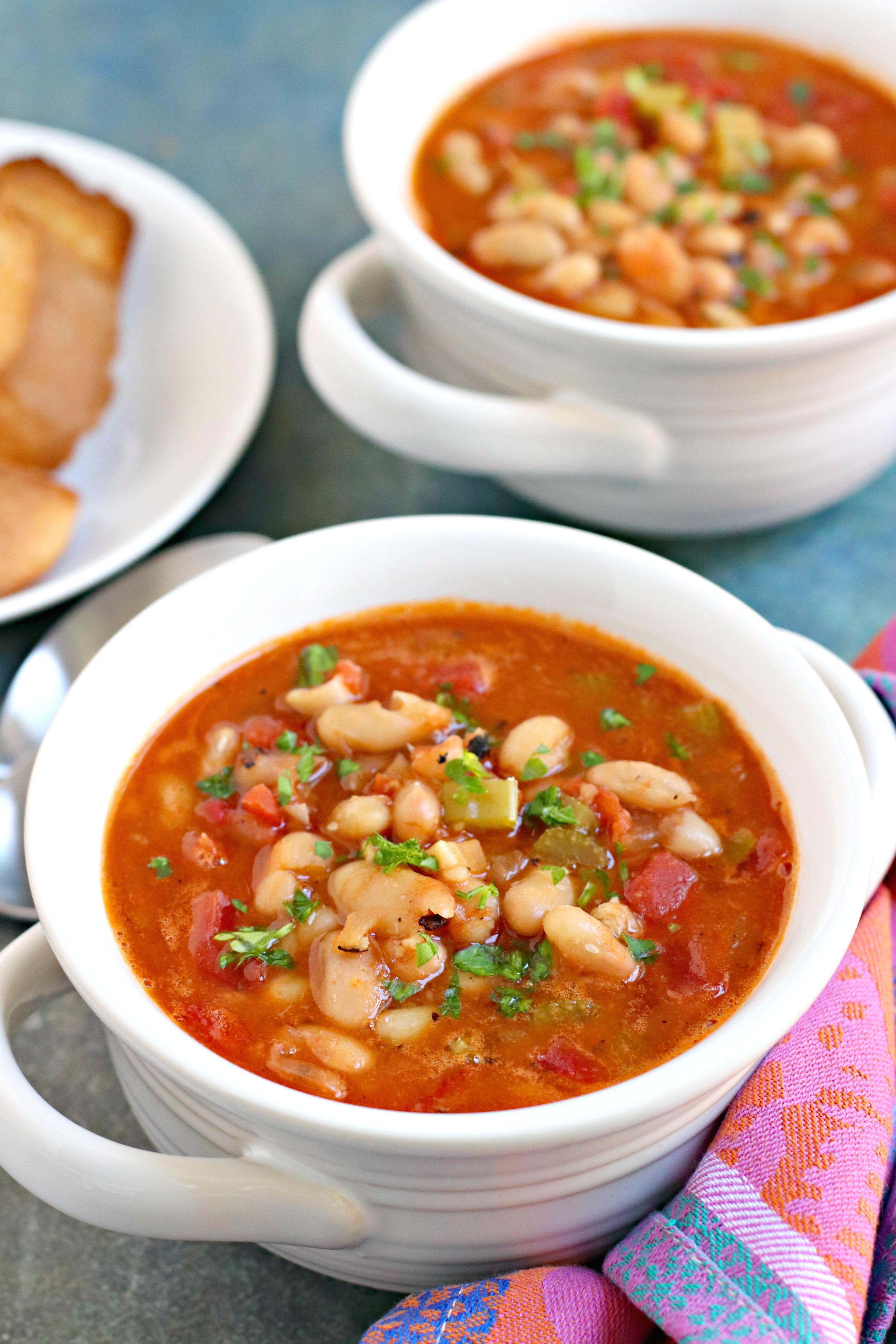 Vegan White Bean Soup with Tomatoes | FaveHealthyRecipes.com