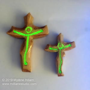 Glow in the Dark Wood and Resin Cross