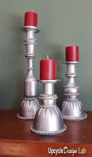 Upcycled Junk Drawer Candlesticks