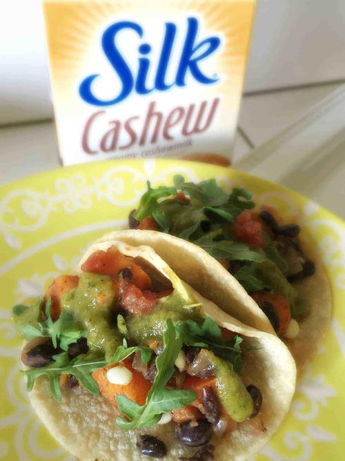 Black Bean, Corn and Sweet Potato Tacos With Roasted Poblano “Crema”