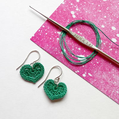 Micro-crochet Heart Earrings