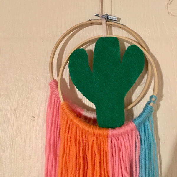 Felt Cactus Embroidery Hoop Wall Art