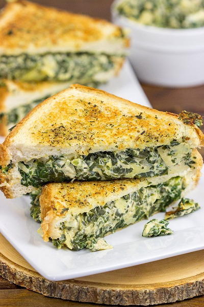 Spinach Artichoke Grilled Cheese