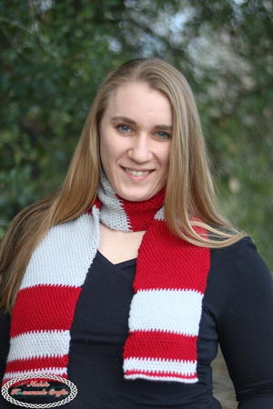 Classic Red and White Crochet Scarf