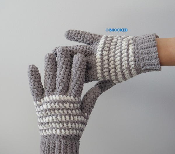 Cozy Striped Crochet Gloves