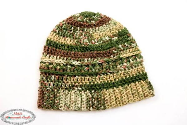 Mens Forest Camouflage Crochet Beanie