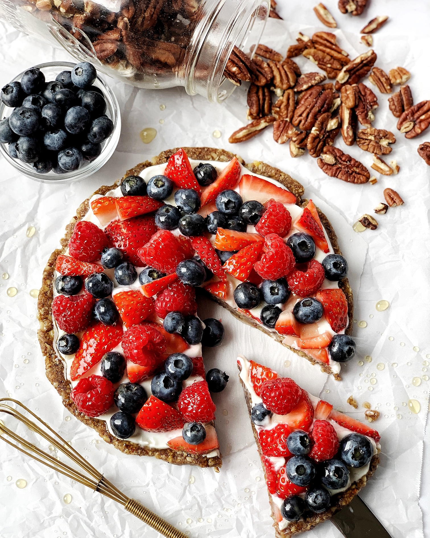 No Bake Fruit Tart with a Honey Glaze