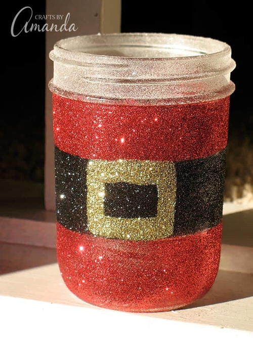 Glittery Santa's Belly Jar