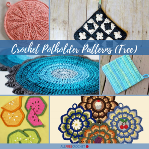 Pot Holder Gift for Mom Handmade Crochet Trivets and Coasters Set of 4 Hot Pad Teal and Mustard Gift Idea for Friend