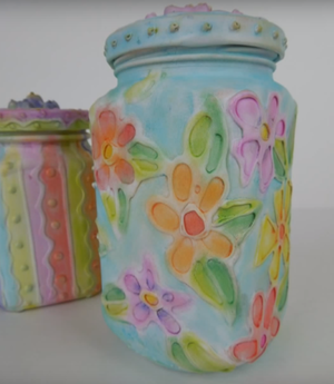Faux Embossed Glass Jars