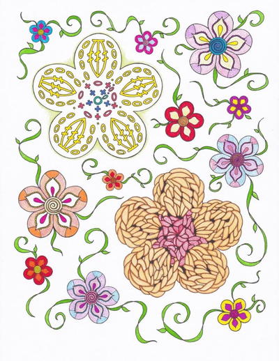 Crochet Flowers Coloring Page