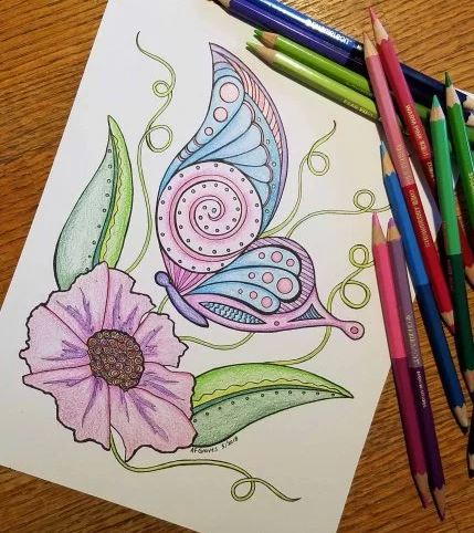 Beautiful Butterfly Floral Coloring Page