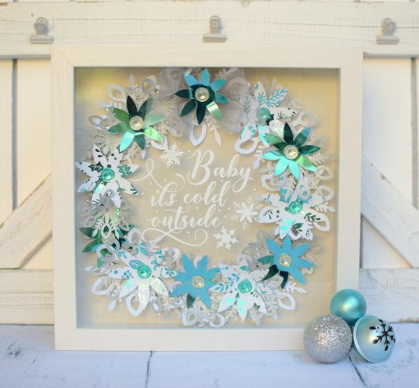 Baby Its Cold Outside Shadowbox Wreath