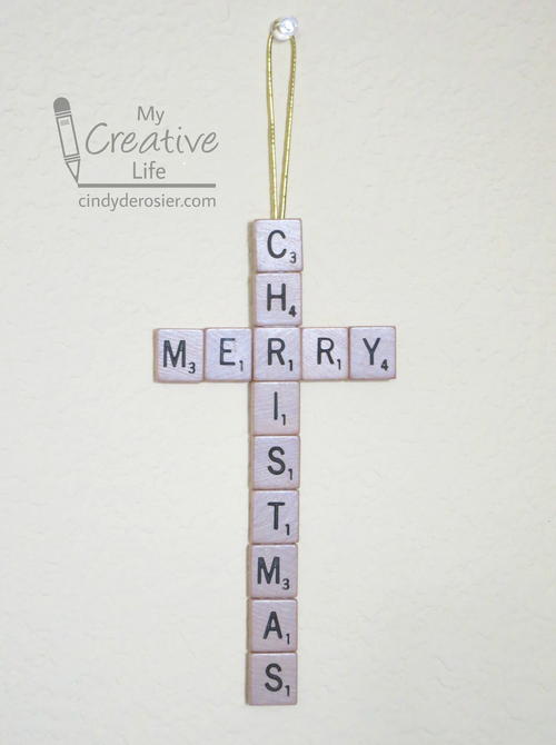 Scrabble Merry Christmas Cross