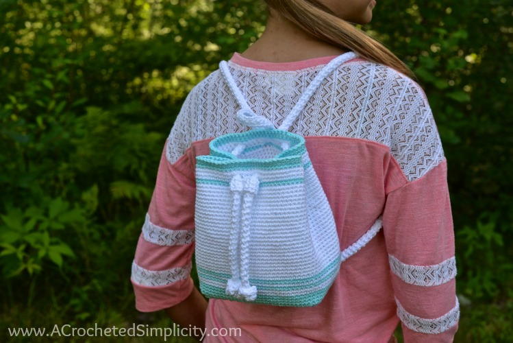 Drawstring Backpack Mimi Drawstring Mini-Backpack | AllFreeCrochet.com