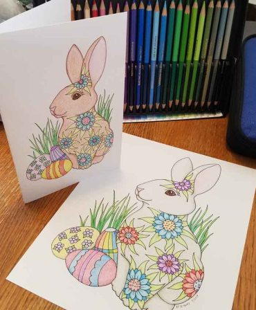 Flower Power Bunny Coloring Page