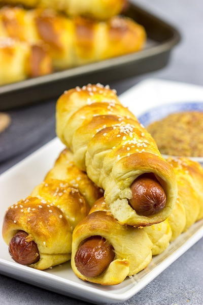 Cheddar Pretzel Hot Dogs