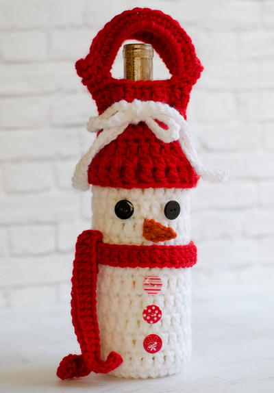 Crochet Snowman Wine Cozy