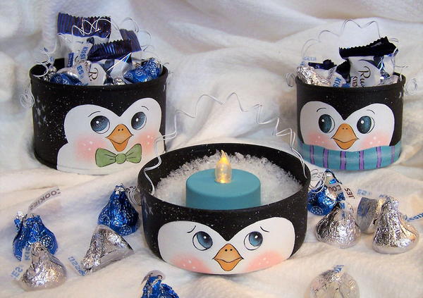 Uncanny Penguin Tin Can Treat Holders