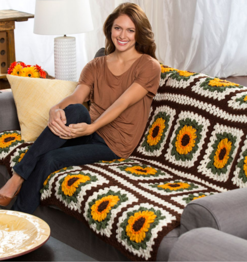Crochet Sassy Sunflower Afghan Pattern Allfreecrochet Com